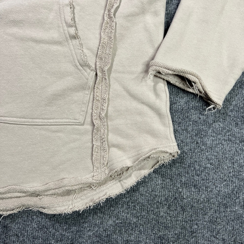 Natural Life Raw Edge Cotton French Terry Pullover Hoodie Women's L/XL Beige - Picture 3 of 7